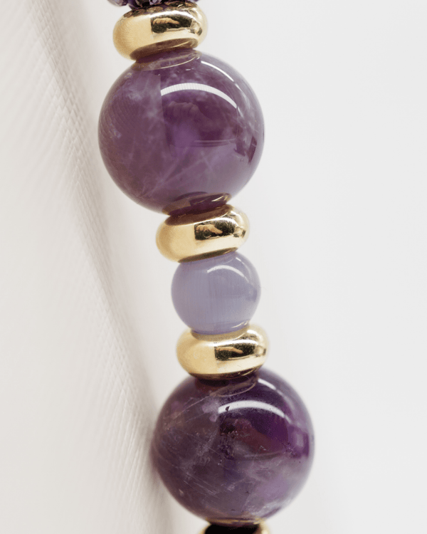 Genuine amethyst and cat's eye gemstones