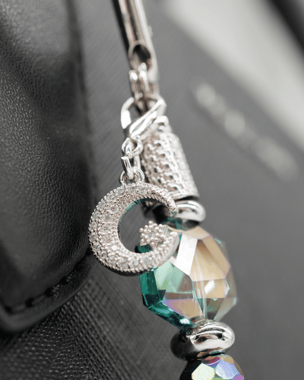 Platinum-plated micro pavé moon & star charm