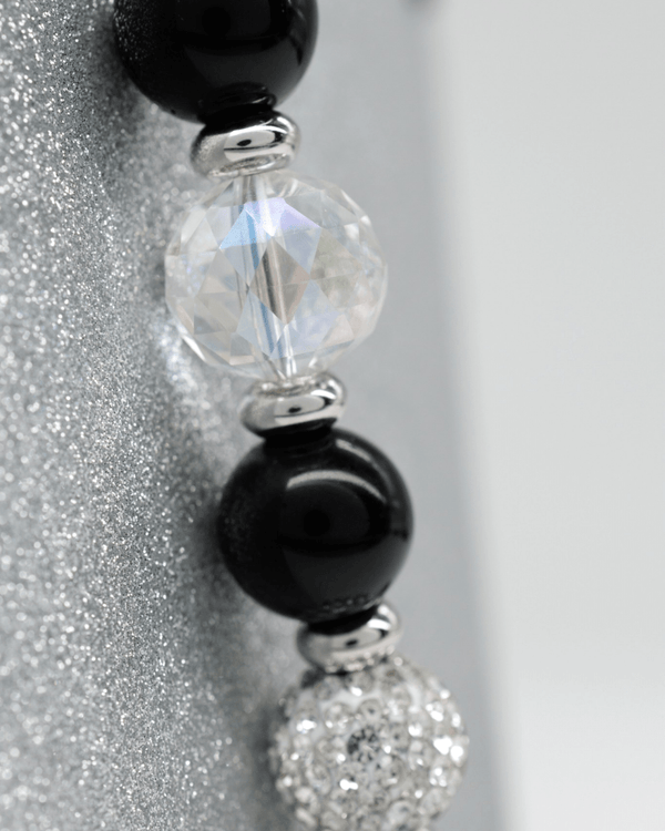Electroplated glass & black obsidian gemstones