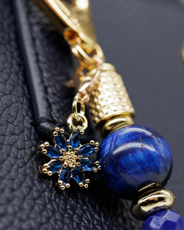 18KT Gold plated prussian blue daisy charm