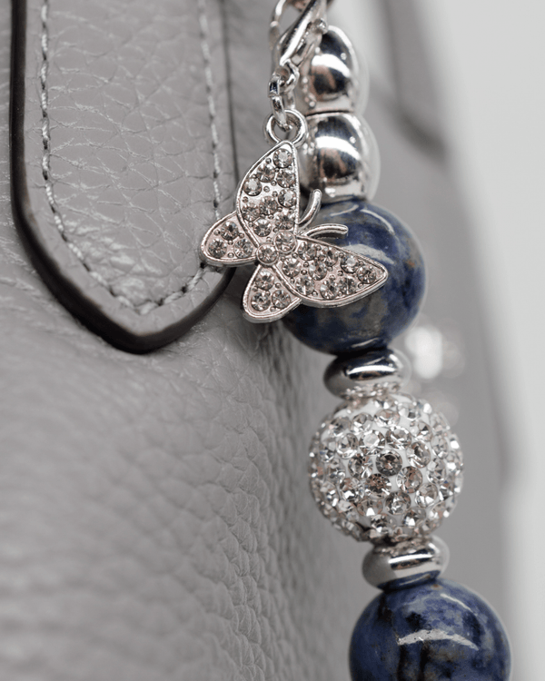 Silver plated rhinestone butterfly charm