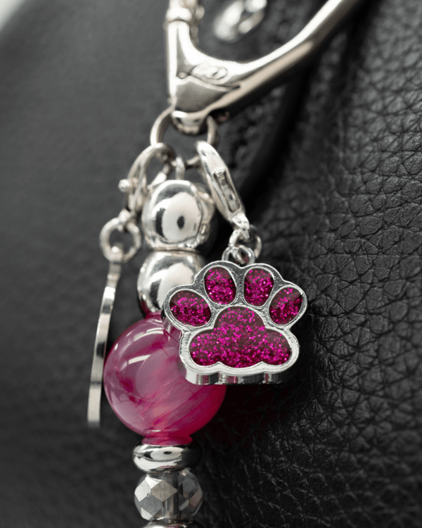 Pink sparkle dog paw charm