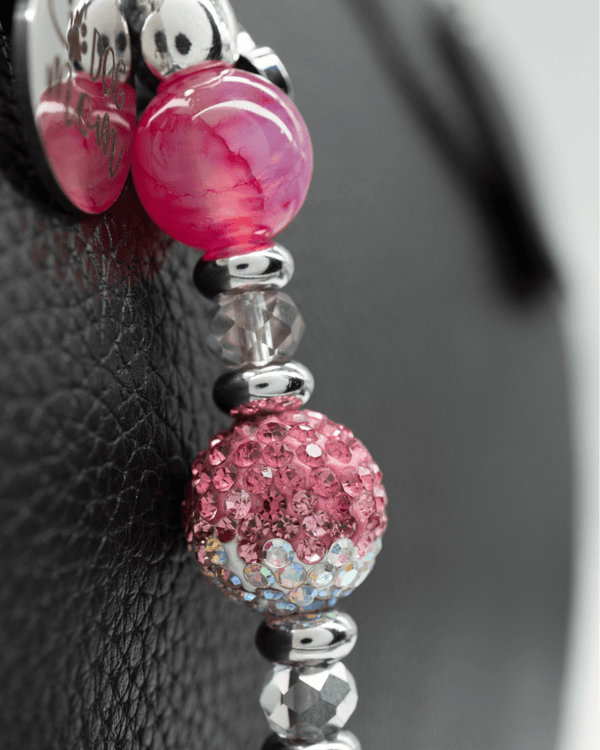 Fuchsia dragonvein agate & Austrian crystals