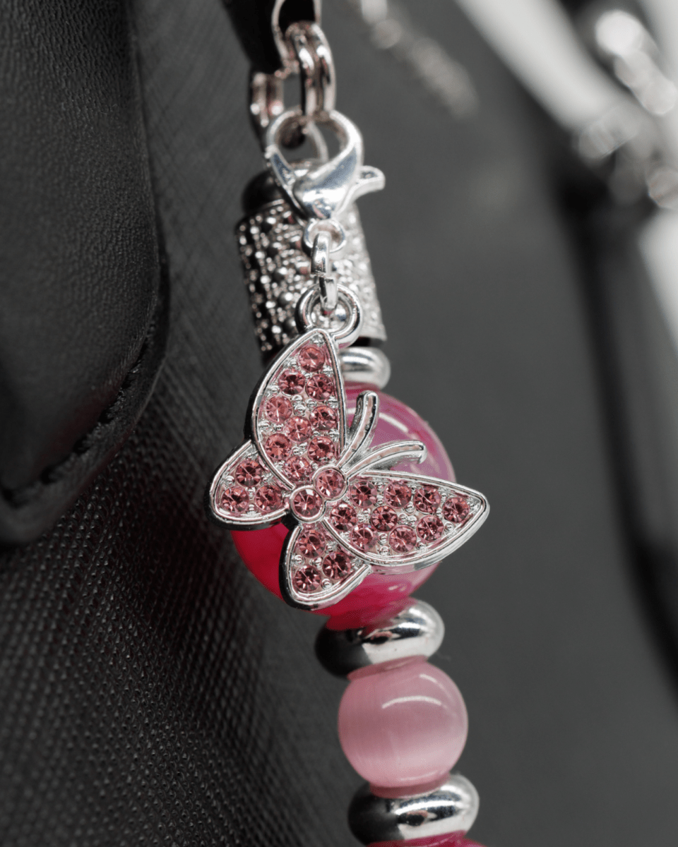 Pink rhinestone butterfly charm