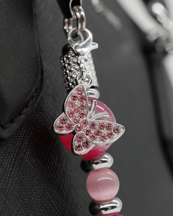 Pink rhinestone butterfly charm