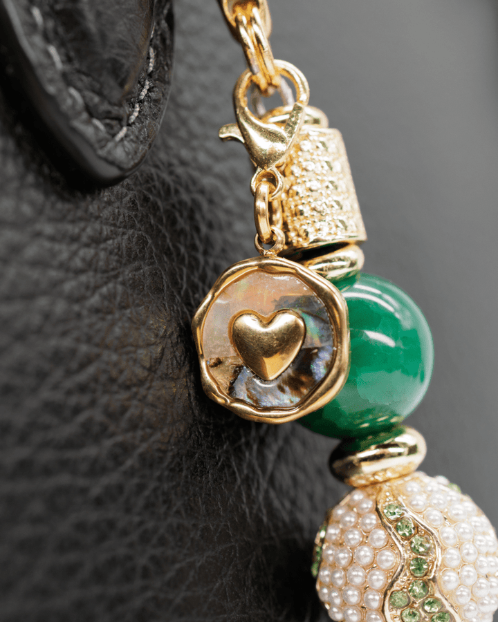 Genuine 18KT Gold plated pāua shell heart charm
