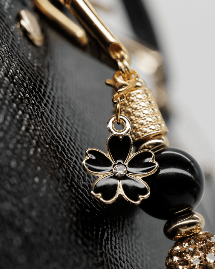 18KT Gold plated black flower charm