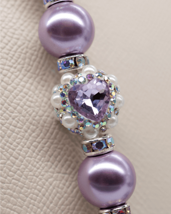 Handcrafted lilac heart centerbead