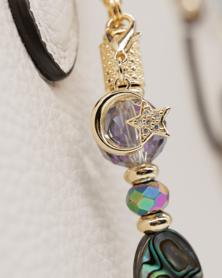 18KT gold-plated micro pavé moon & star charm