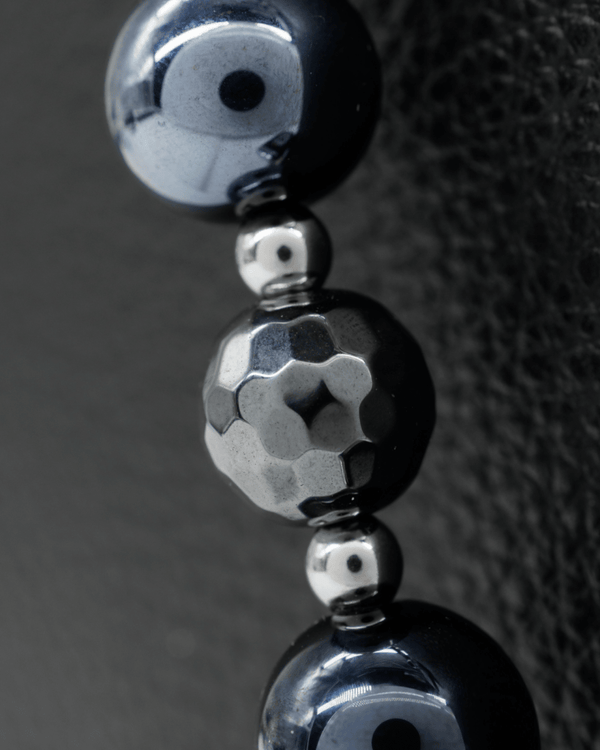 Black hematite & marine glass