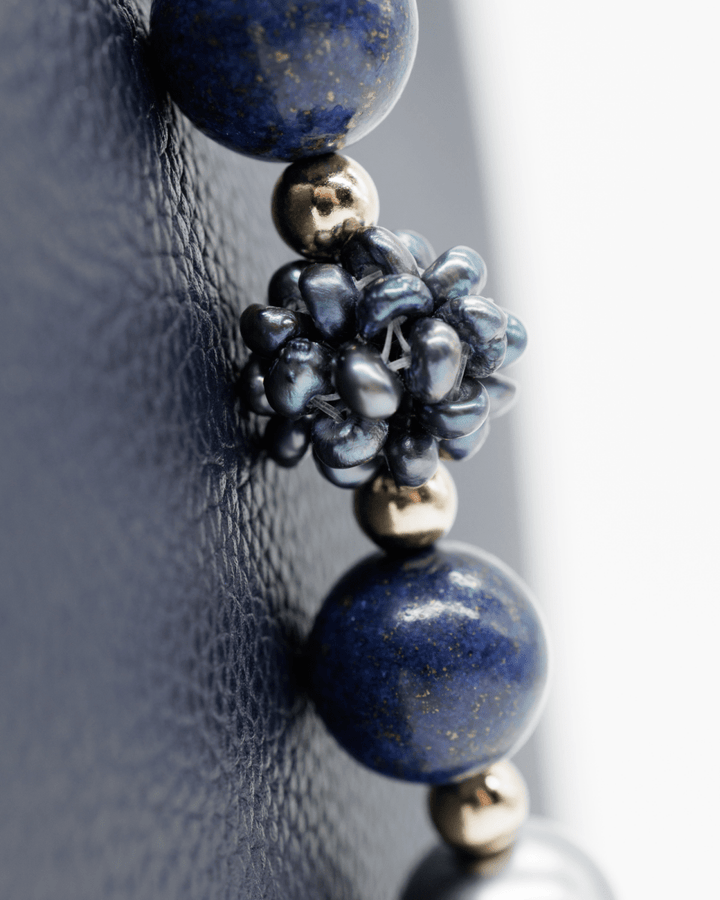 Genuine black pearl woven center bead
