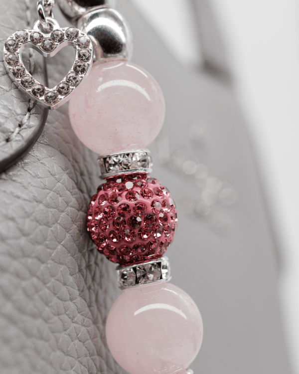 Genuine rose quartz gemstones and Austrian crystals