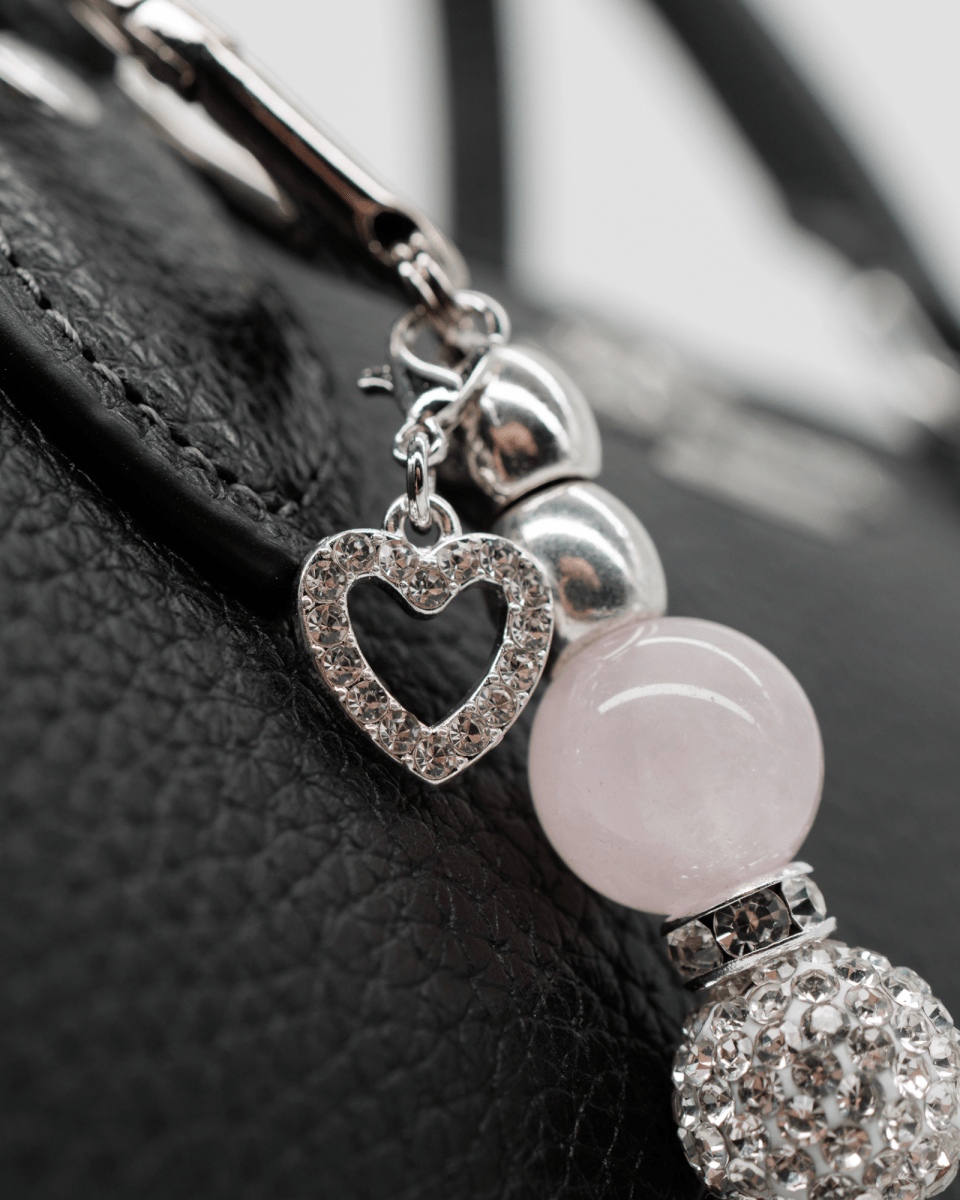 Silver plated rhinestone heart charm