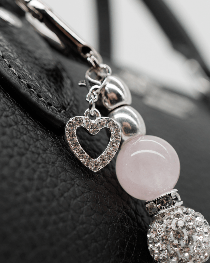 Silver plated rhinestone heart charm
