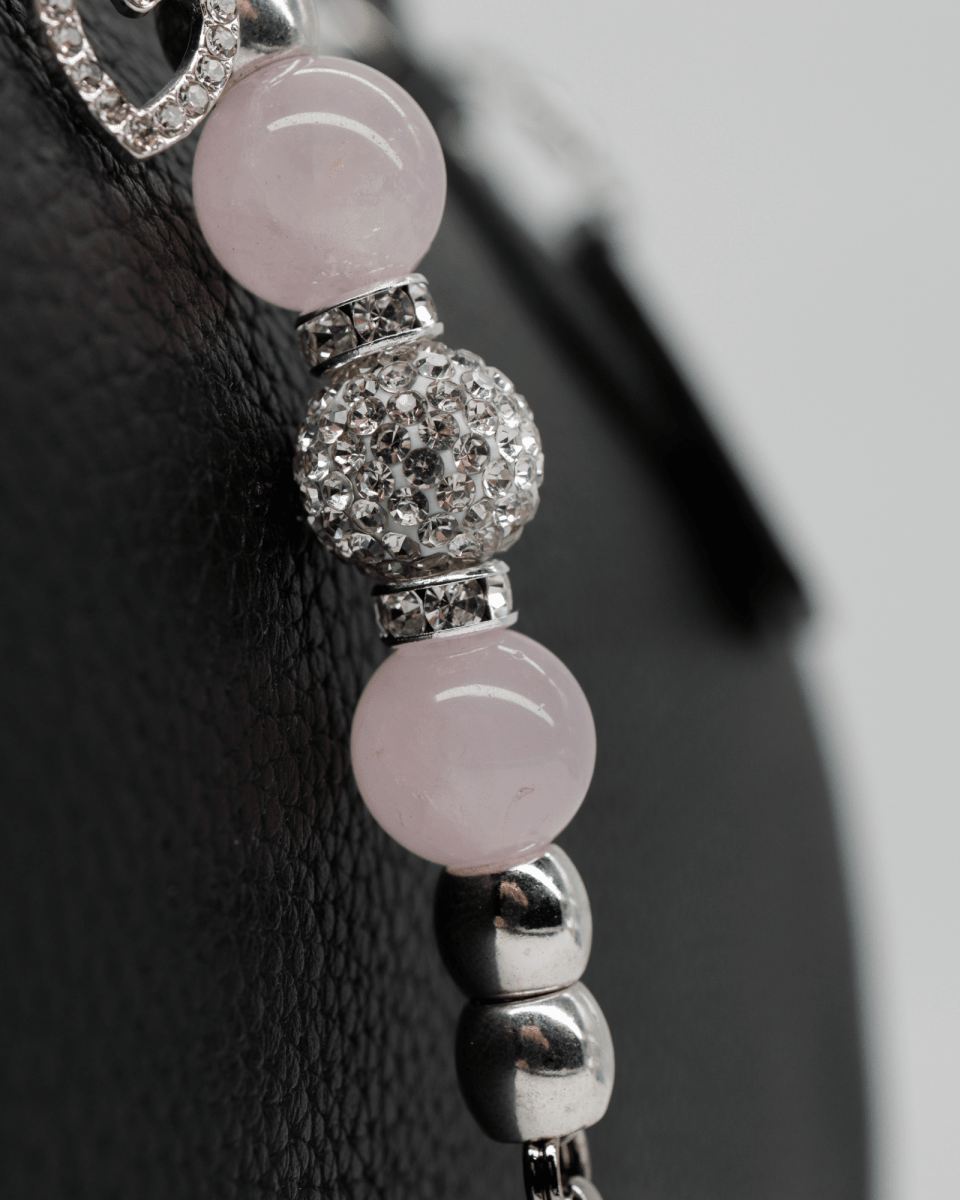 Austrian crystal center bead & genuine rose quartz gemstones
