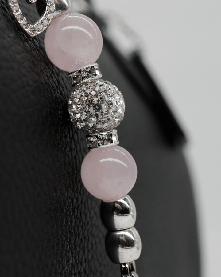 Austrian crystal center bead & genuine rose quartz gemstones