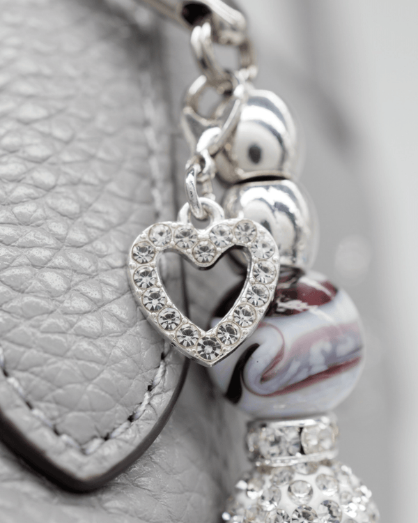 Silver plated rhinestone heart charm