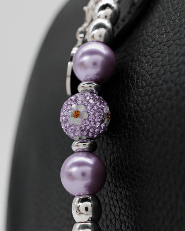 Austrian crystal center bead & lilac pearlized glass