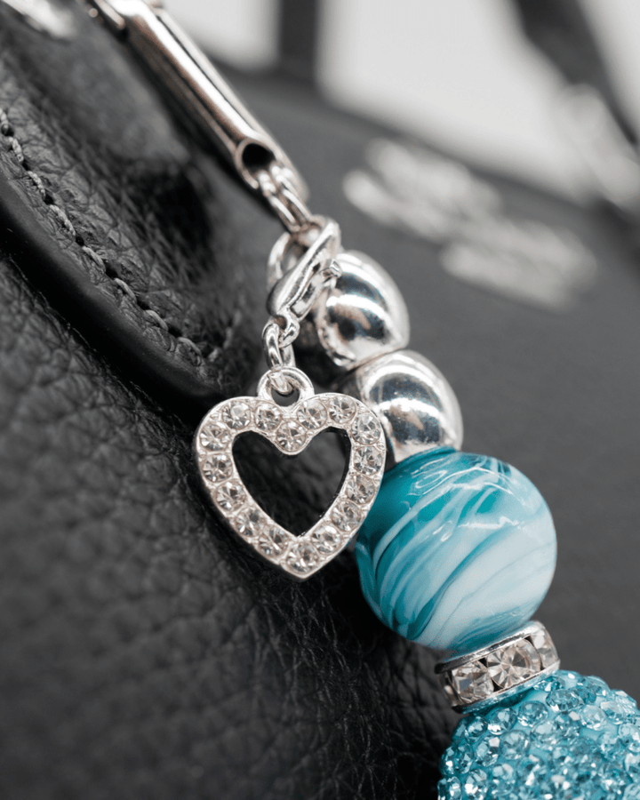 Silver plated rhinestone heart charm