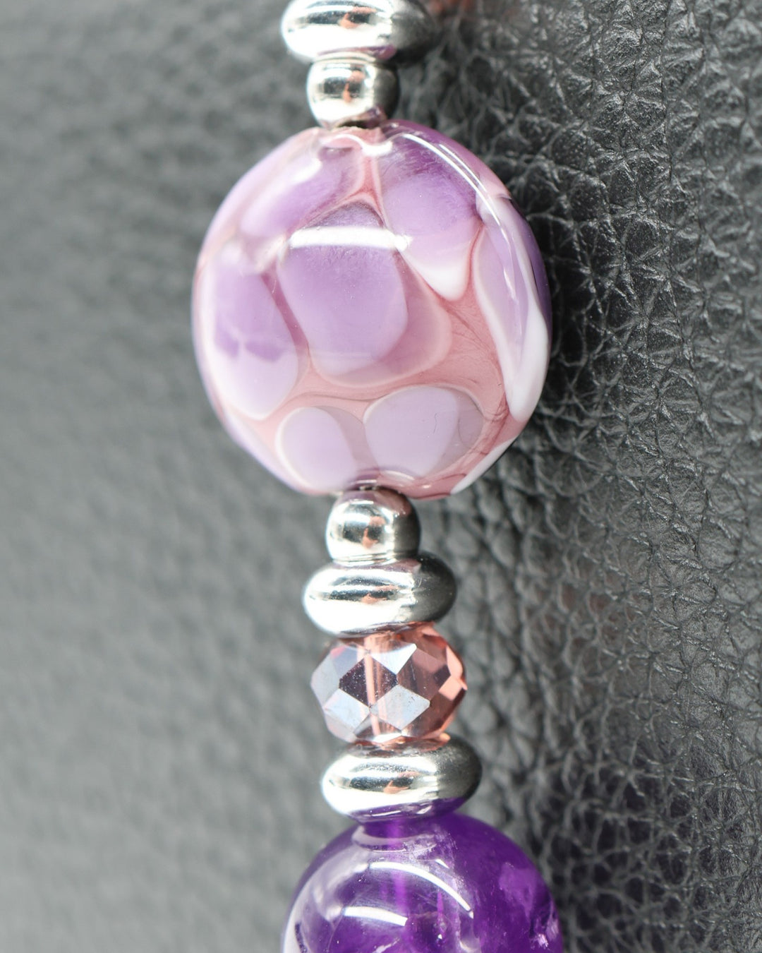 LD Keyfinder Petite Amethyst Moon bracelet with genuine amethyst, artisan glass, and platinum-plated charms.