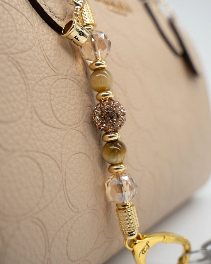 Austrian Crystal Centerbead, Tiger Eye & Golden Faceted Glass