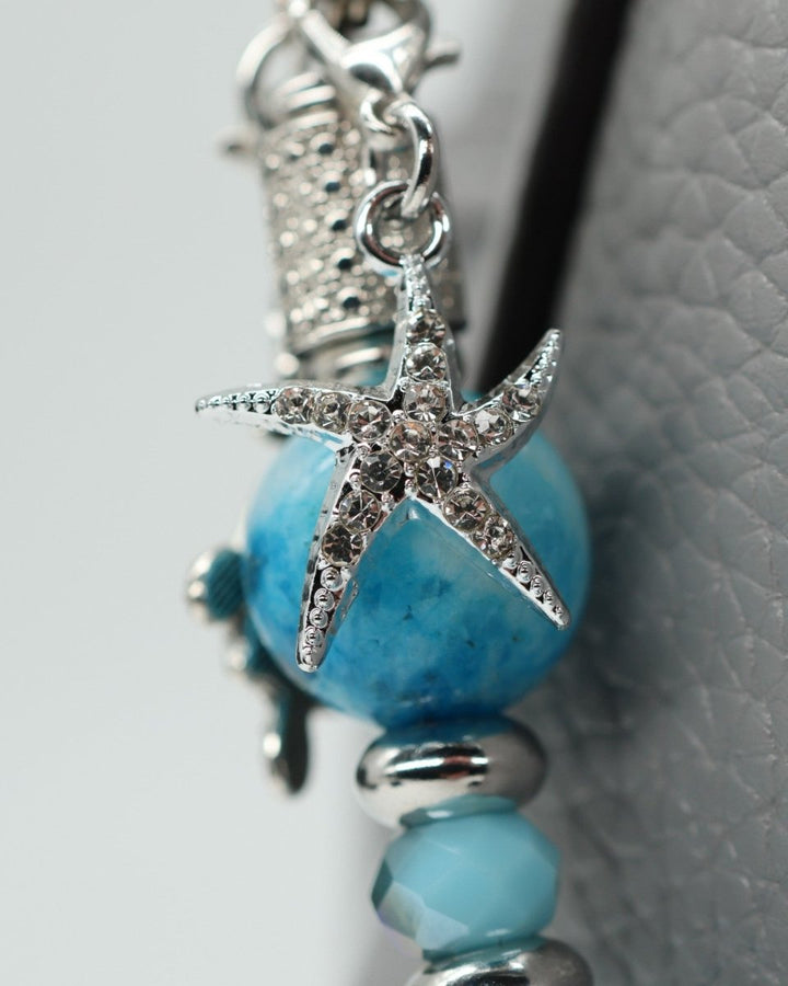 Silver plated rhinestone starfish charm