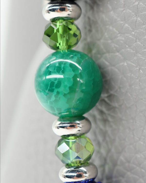 Green agate & faceted glass