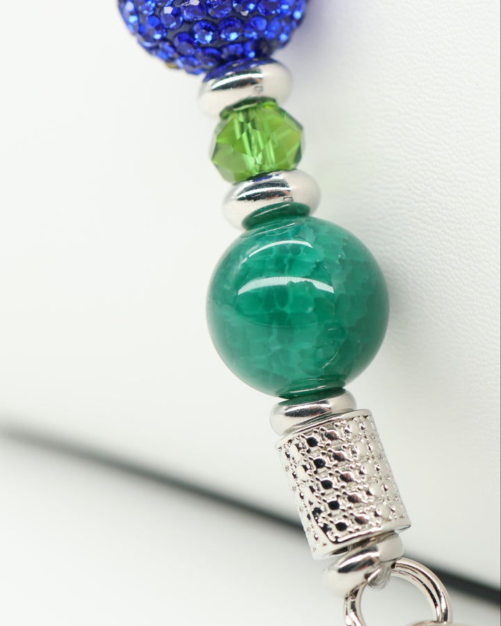Dark green agate & faceted glass