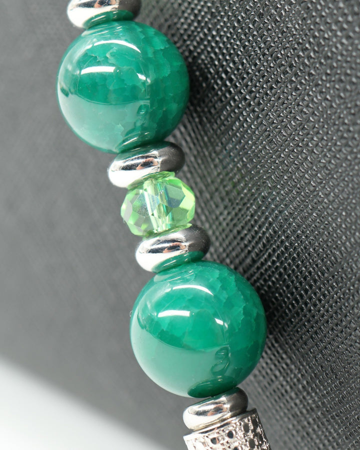 Green agate & faceted glass