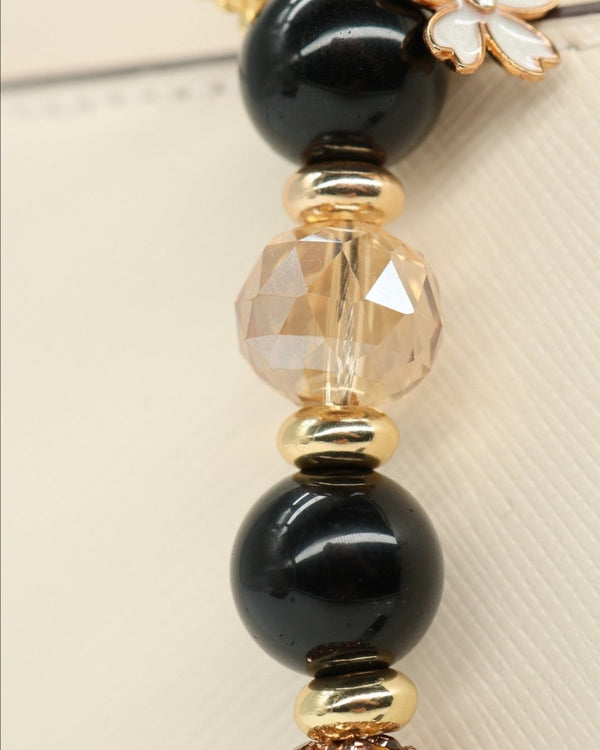 Faceted glass & Black obsidian