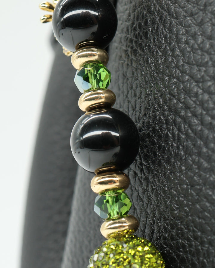 Black obsidian & faceted glass