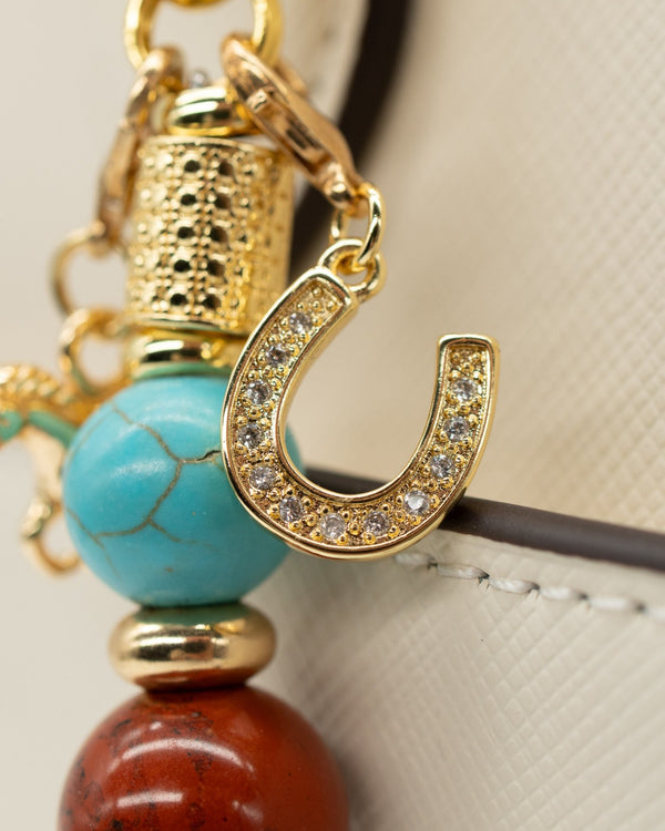 18KT gold-plated rhinestone lucky horseshoe charm