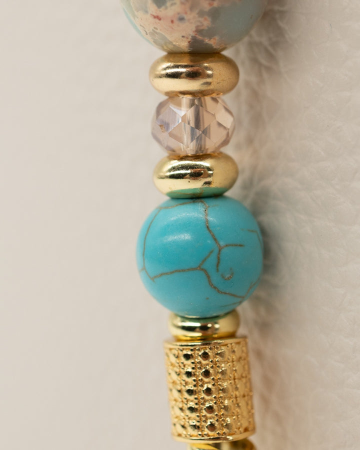LD Keyfinder Golden Prairie-Mini featuring Imperial Jasper, turquoise, and 18KT gold-plated beads with western charms.