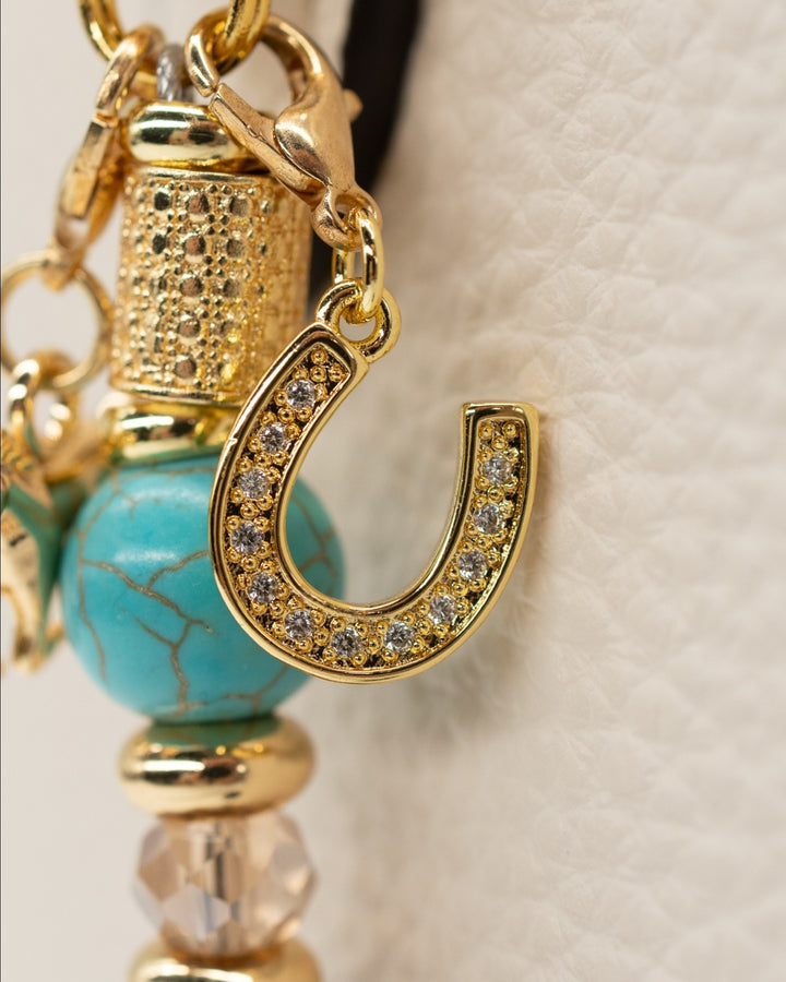 18KT gold-plated rhinestone lucky horseshoe charm