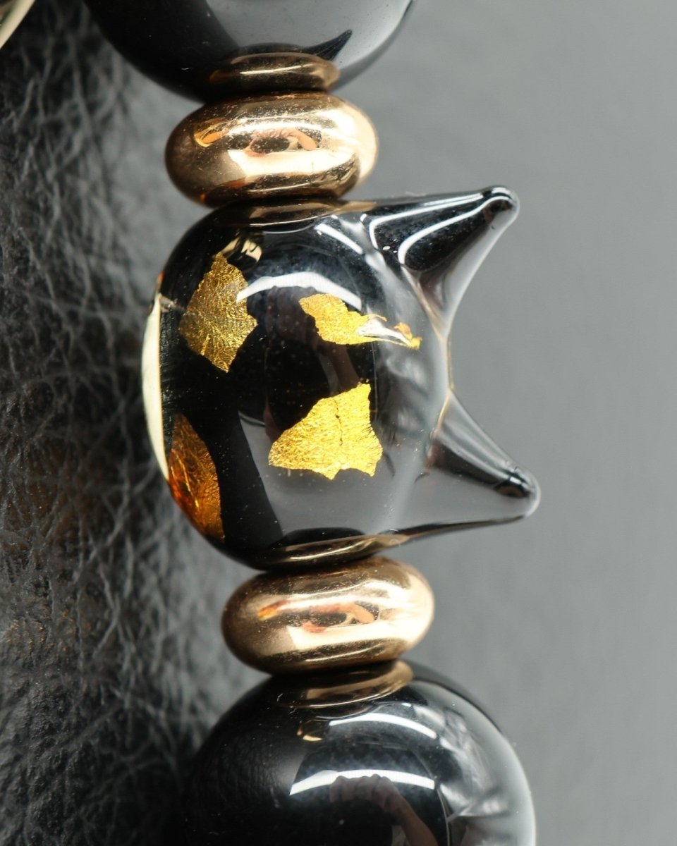 Gold Foil Glass Cat Bead