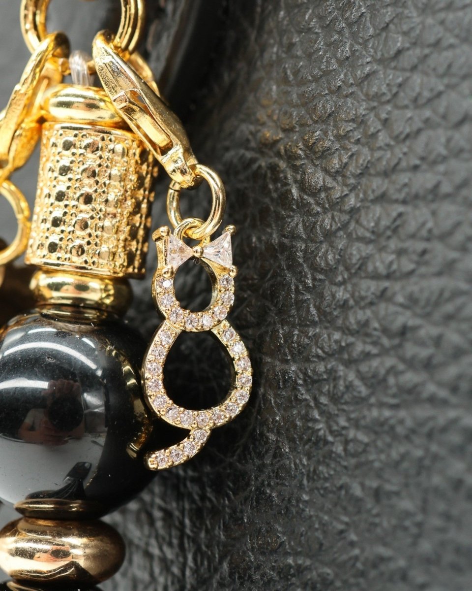 18kt Gold Plated Micro Pave Cat Charm