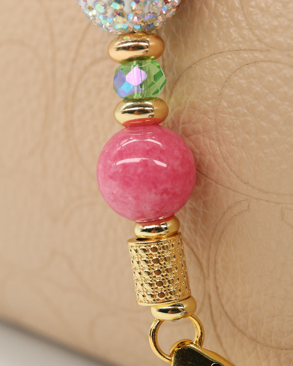 Violet red dyed Malaysian jade beads & green faceted glass