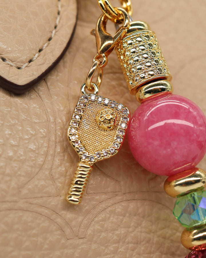 Micro pavé rhinestone pickleball paddle charm