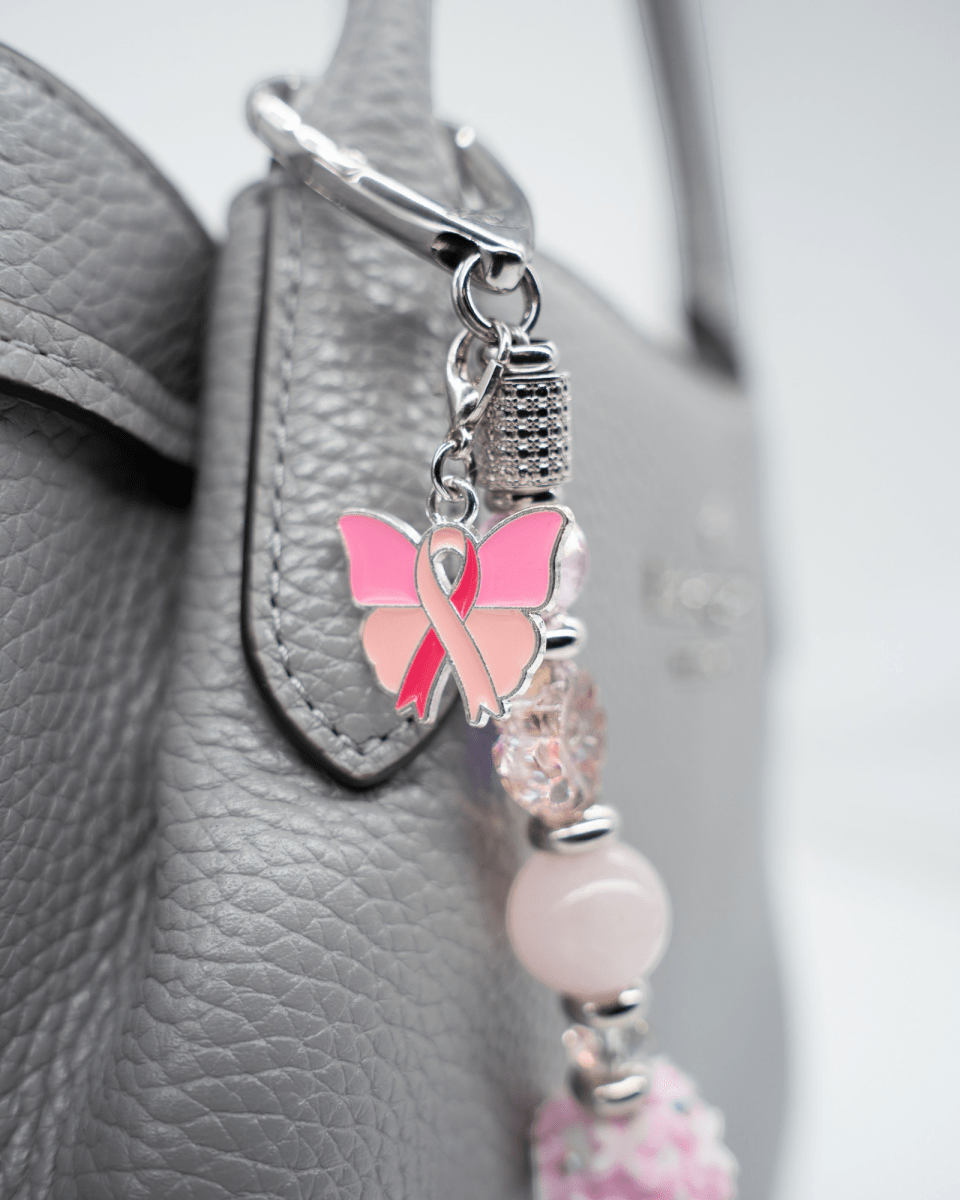 Platinum Plated Enamel Butterfly & Ribbon Charm