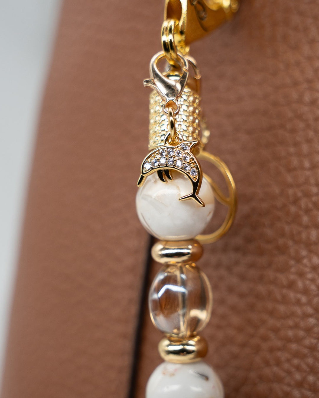 18KT Gold-Plated Micro-Pavé Crystal Dolphin Charm
