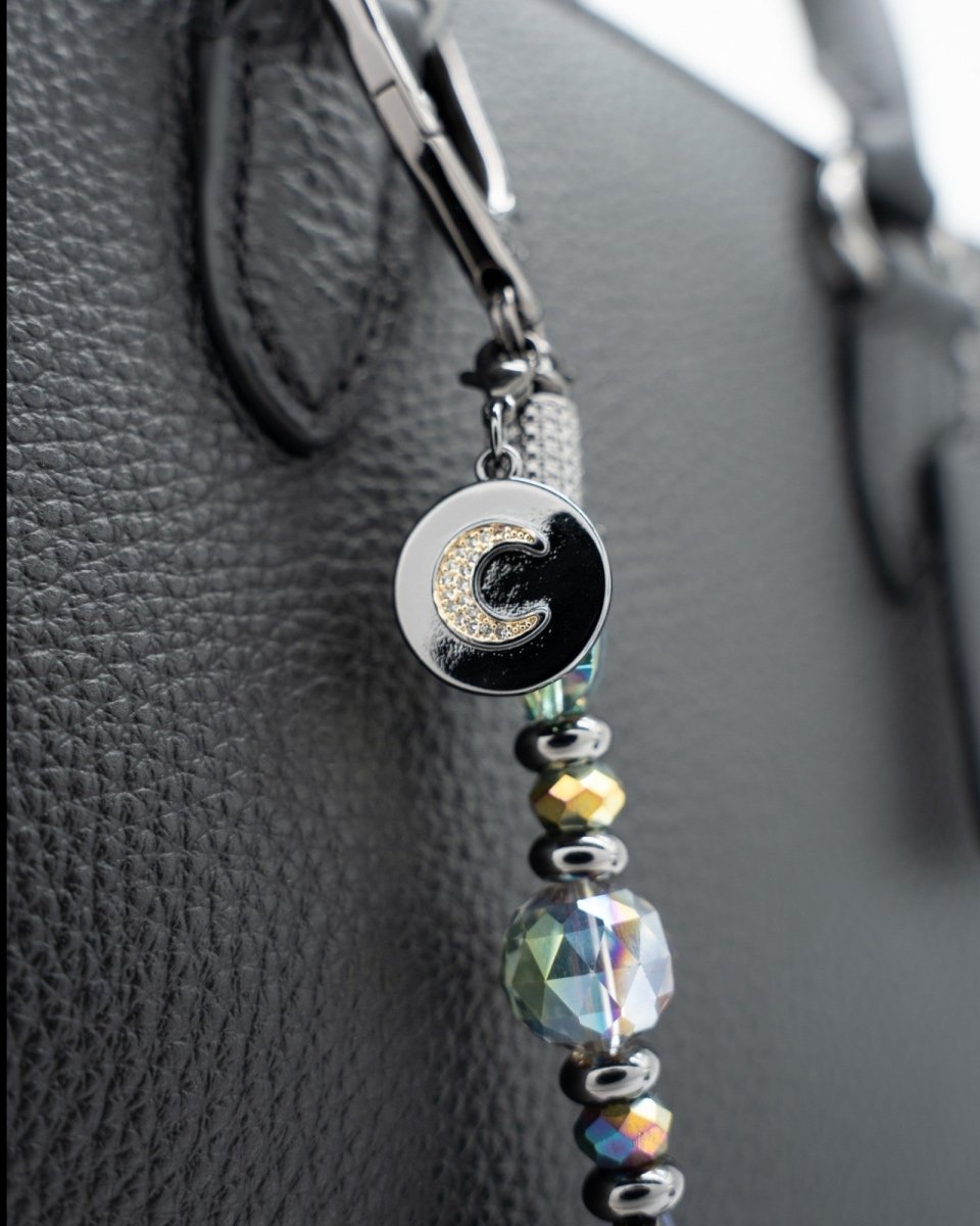Gunmetal Plated Micro Pave Moon Charm
