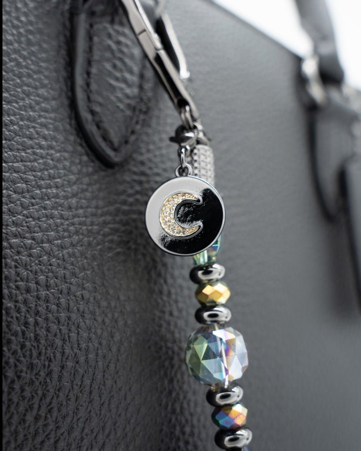 Gunmetal Plated Micro Pave Moon Charm