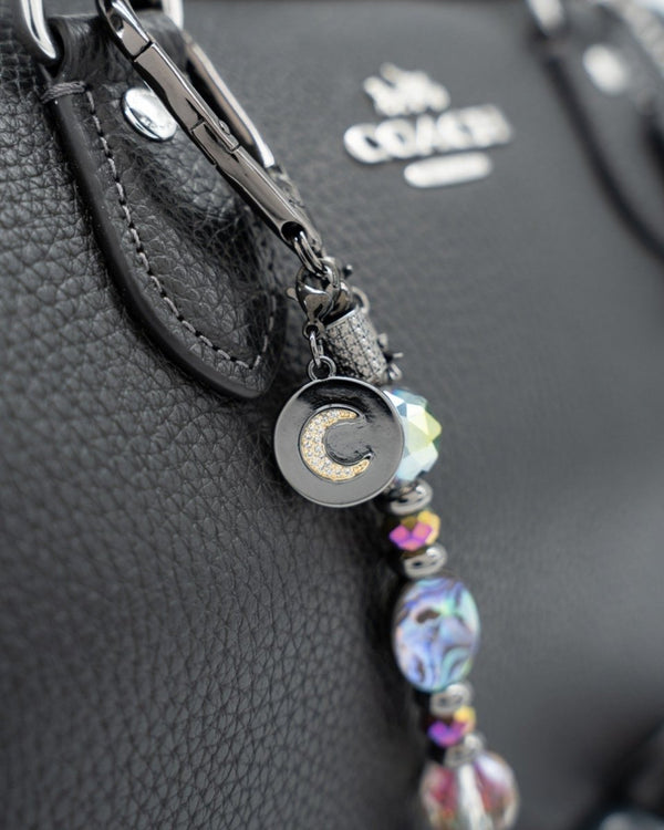 Gunmetal Plated Micro Pave Moon Charm