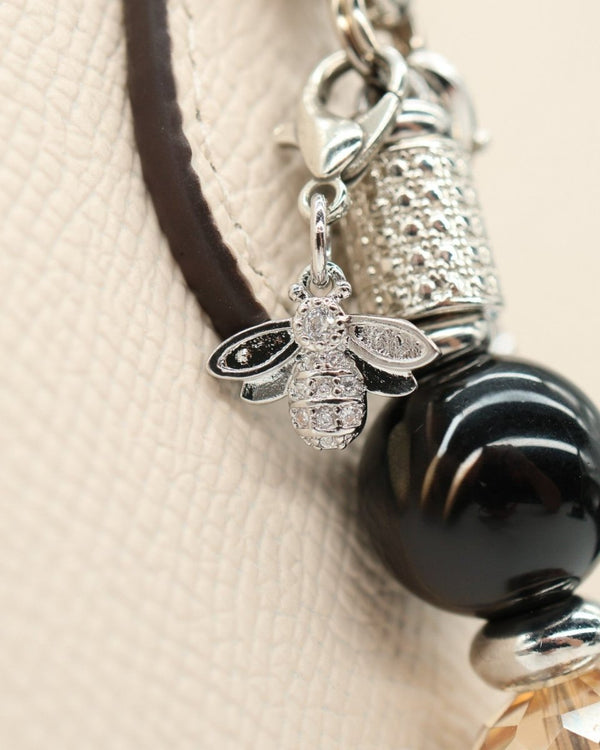 Micro pave platinum plated bee charm