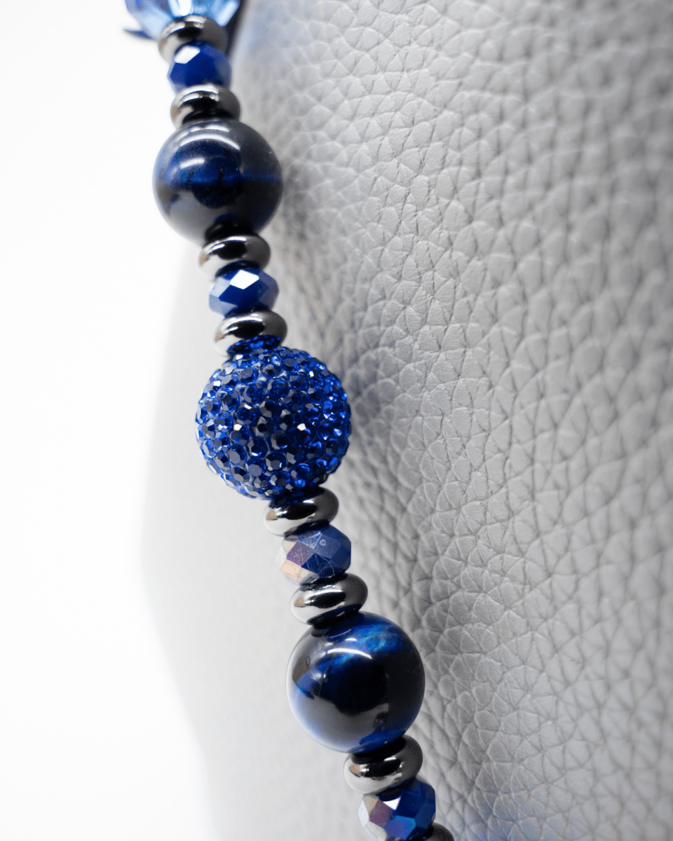 Genuine Tiger Eye Gemstones & Brilliant Blue Austrian Crystals