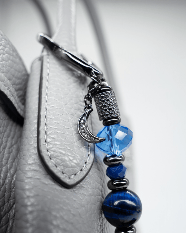 Gunmetal-Plated Micro Pavé Rhinestone Moon Charm