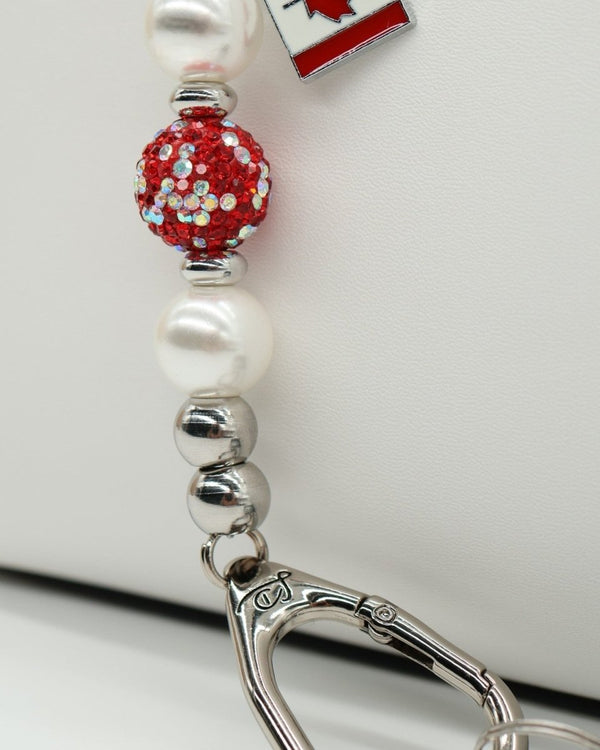 Austrian crystal center bead and white pearl glass beads