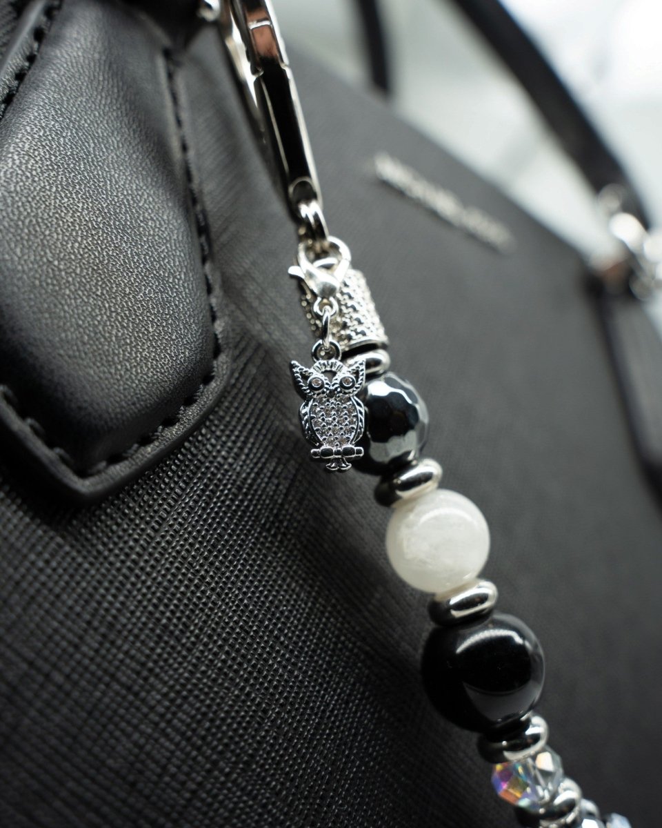 Platinum-Plated Micro Pavé Rhinestone Owl Charm