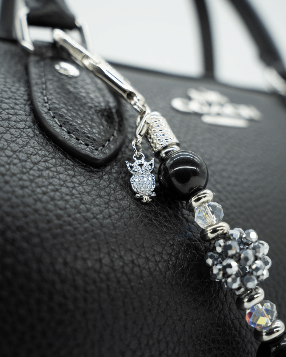 Platinum-Plated Micro Pavé Rhinestone Owl Charm