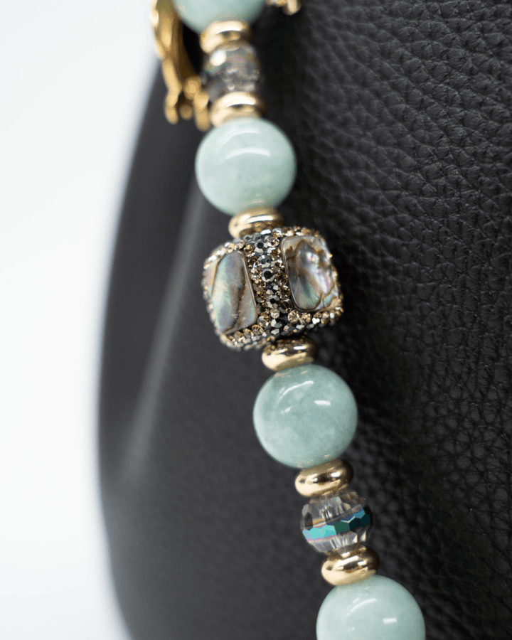 Handcrafted Square Paua Shell, Hematite & Austrian Crystal Center Bead